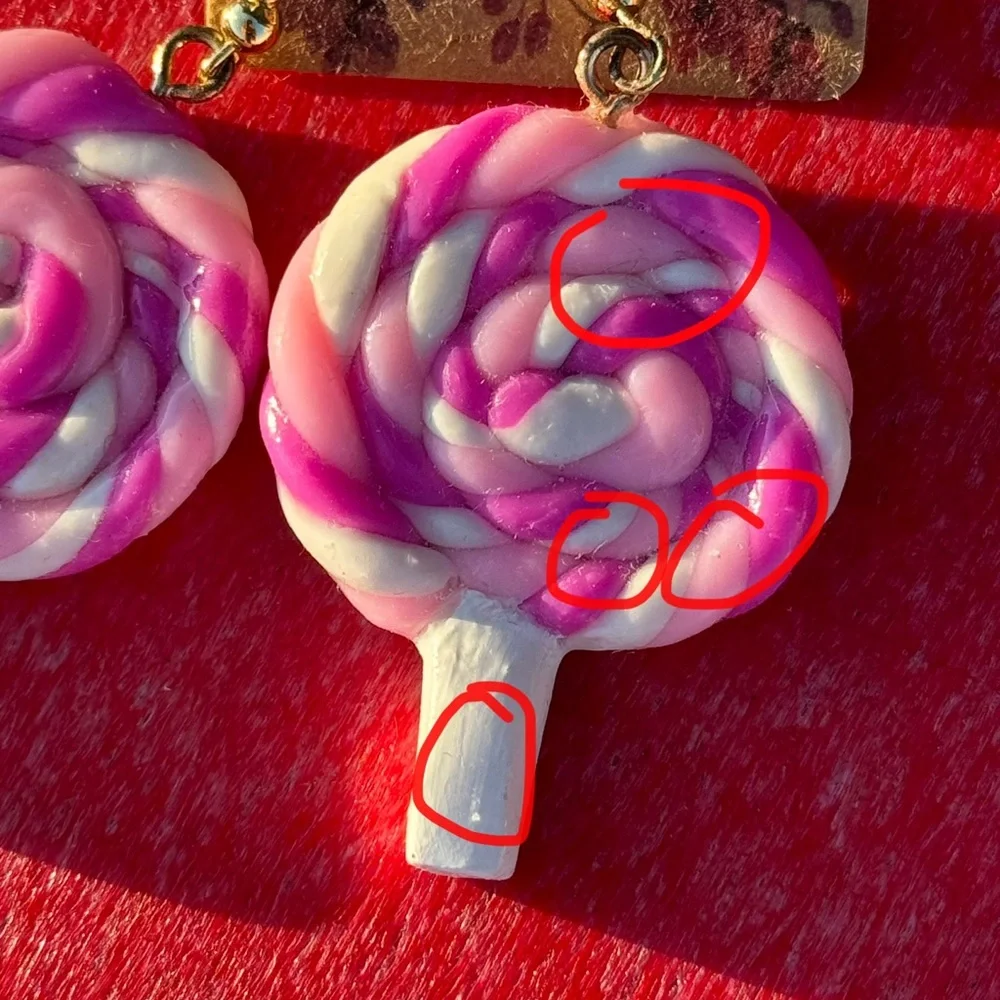 Polymer clay lollipop earrings - Picture 4 of 12